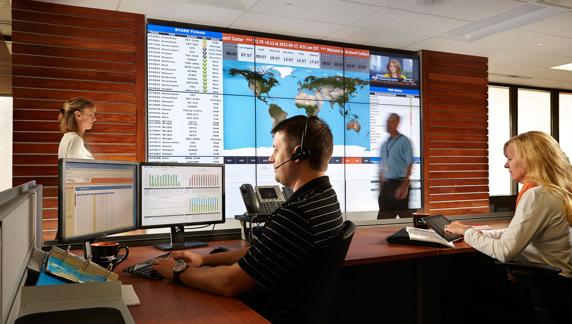 Employee answering calls in Customer Support Center